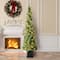 7ft. Pre-Lit Green Pine Artificial Christmas Porch Tree, Color Changing LED Lights